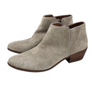 Sam Edelman Leather Booties, Short, Grey, Side Zip, Western, Size 9.5 Womens